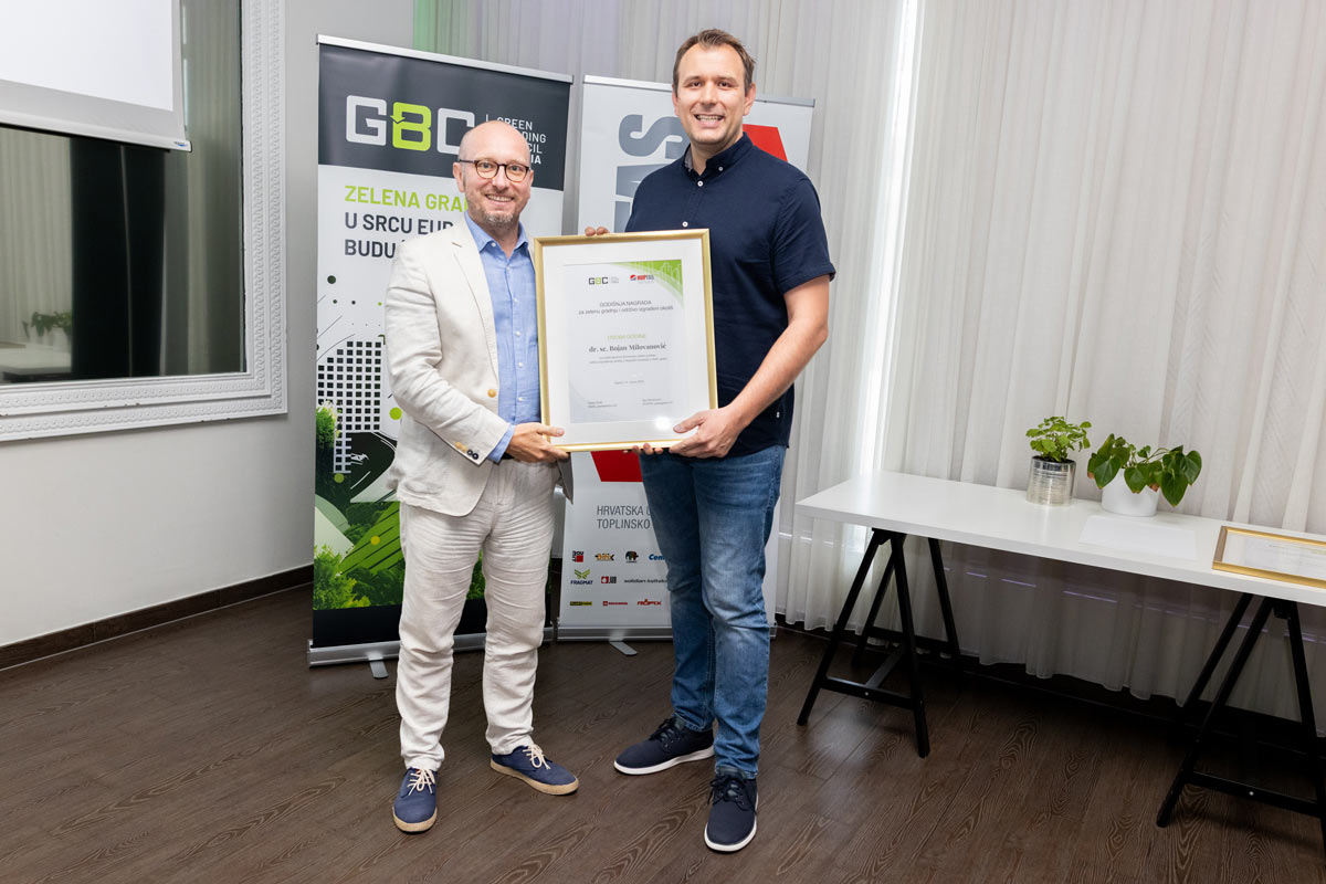 Bojan Milovanović na  na dodeli godišnje nagrade za zelenu gradnju najboljim projektima, instituciji i osobi godine / photo: GBC