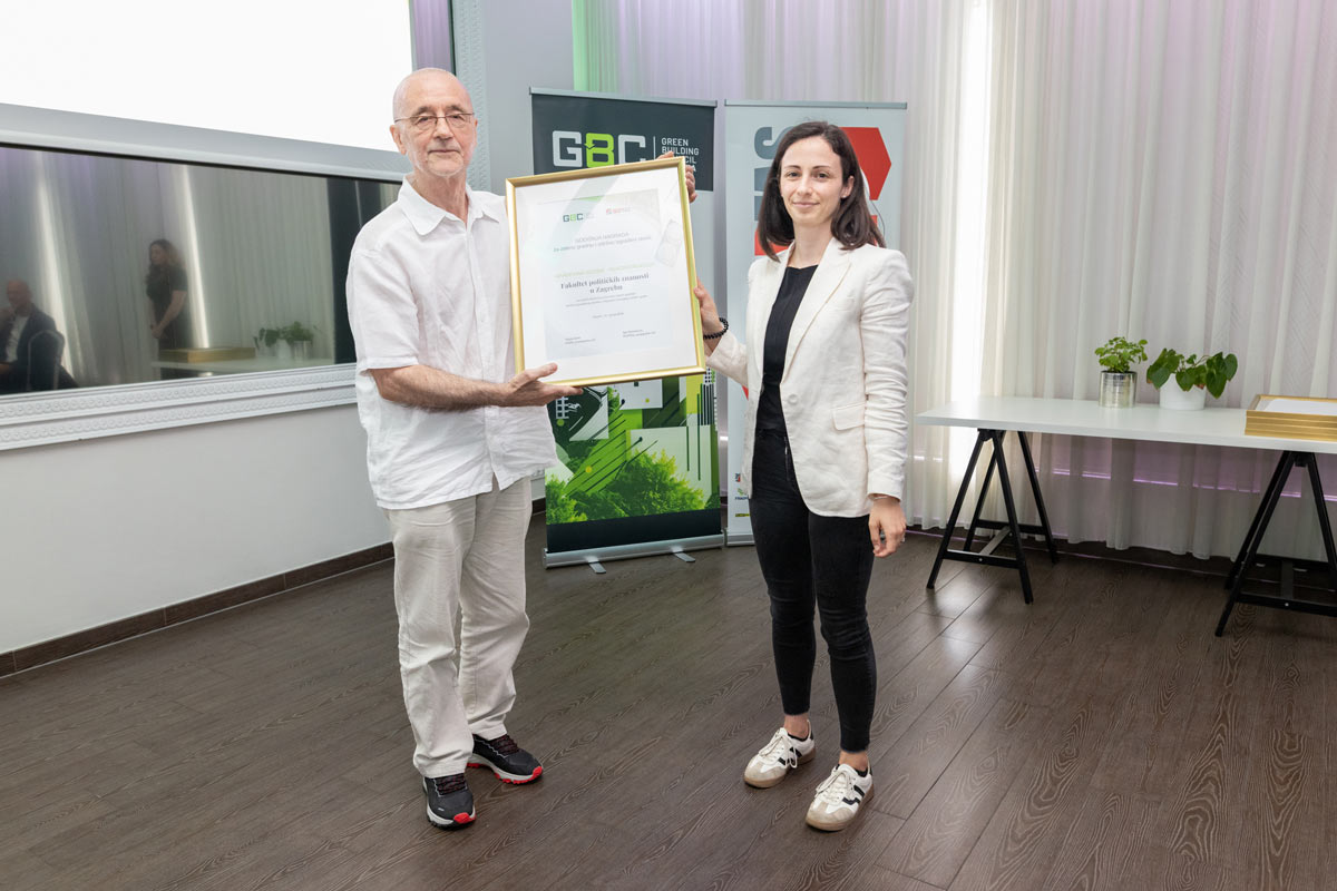 Fakultet tehničkih znanosti na  dodeli godišnje nagrade za zelenu gradnju najboljim projektima, instituciji i osobi godine / photo: GBC