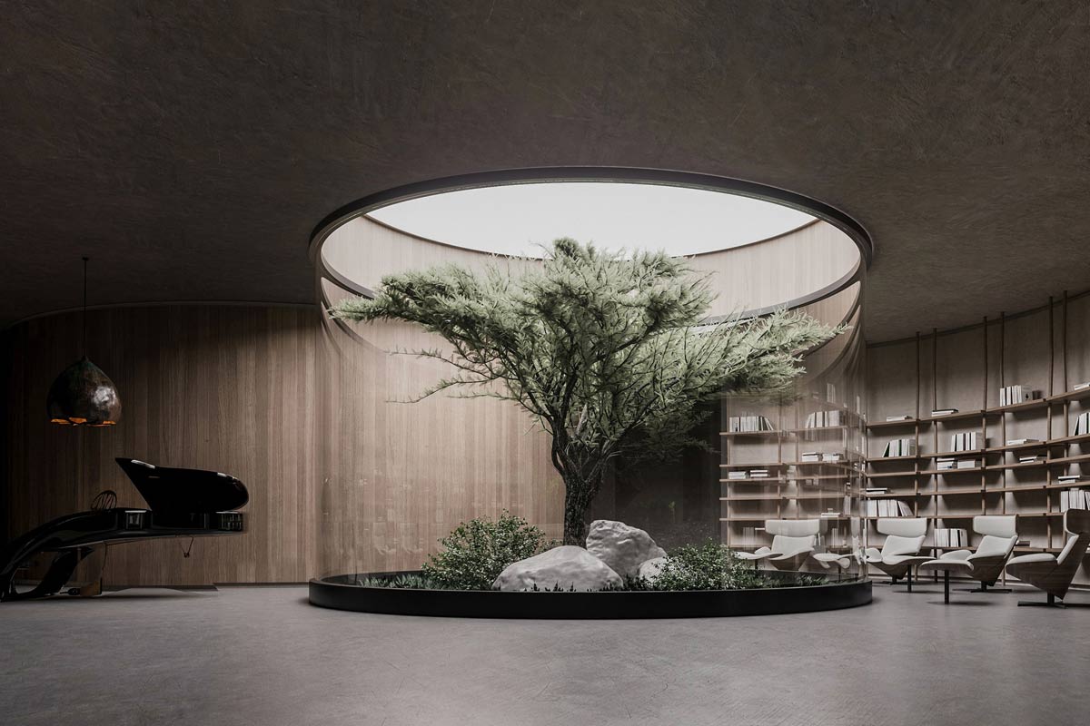 Drvo u interijeru bunker kuće Plan B / photo: MAKHNO