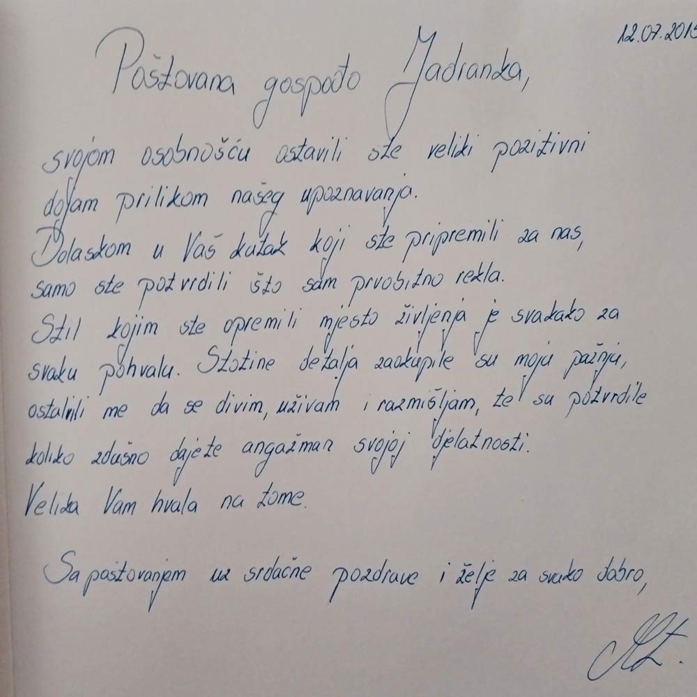 Dizajn doživljaja: Kako autentičnim dizajnom i održivošću maksimizirati profit u turizmu 5 Komentar iz knjige utisaka / photo: Lana Anderson