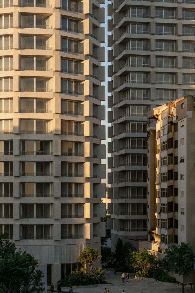 #projekt DUAS TOWERS - Tri bloka, dve funkcije 3 DUAS towers / 3D visualisation OKDRAW