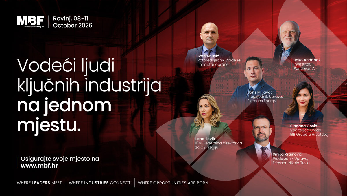Od obrambene i energetske industrije do investicija i AI-ja: Anušić, Andabak i Krajnović među imenima MBF-a 2026 2 Govornici na konferenciji MBF 2026 / baner: MBF