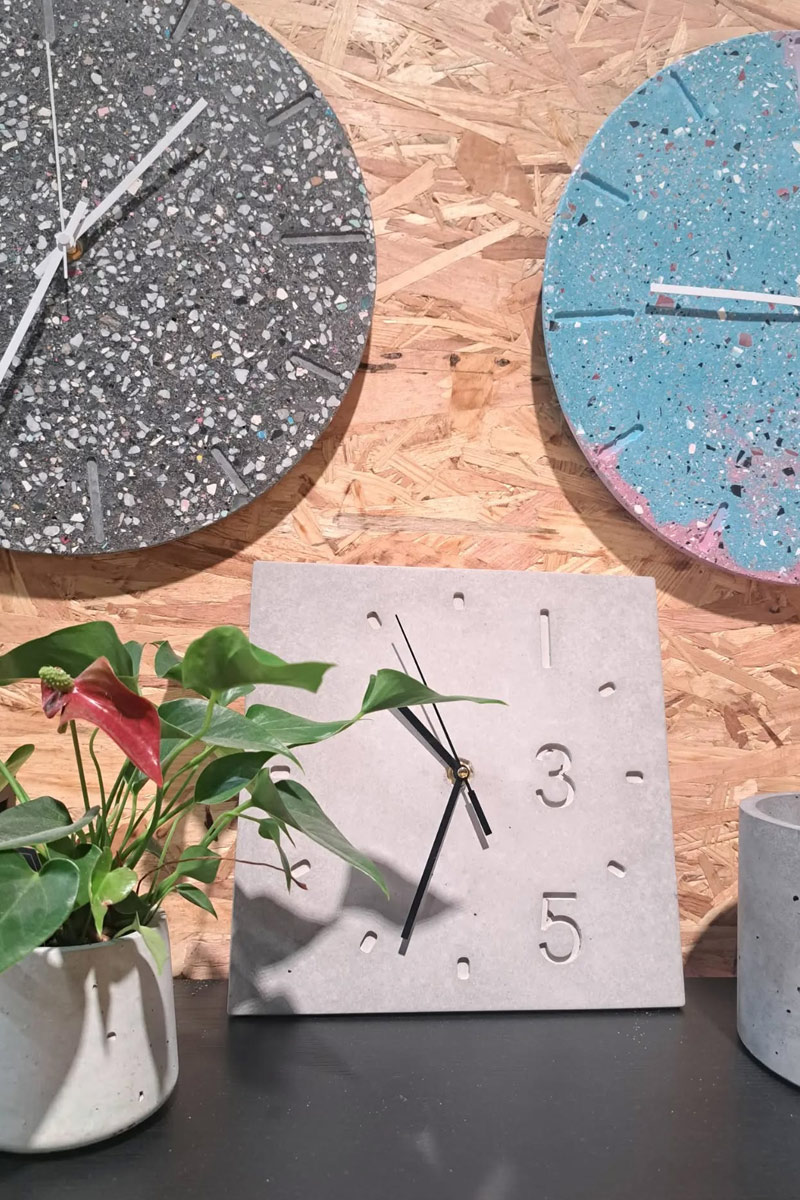 Upoznajte kreativni svijet riječkog brenda BoodyWoody 4 BoodyWoody betonski satovi izrađene u terrazzo tehnici / photo: BoodyWoody