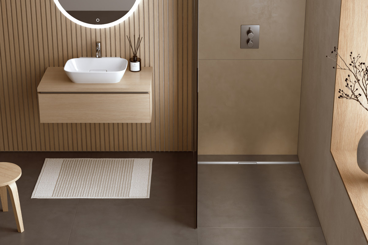 Geberit CleanLine30 tuš kanalica osvojila je nagradu iF Design Award 2026 1 Sloboda dizajna: Geberit CleanLine30 može se postaviti uz zid ili u središte prostora za tuširanje / photo: Geberit