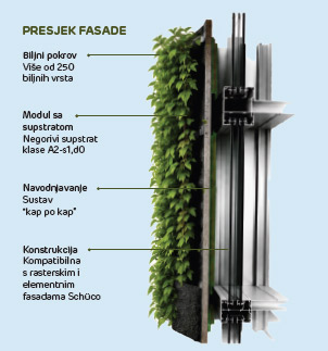 Ozelenjene fasade - Nova generacija pročelja koja povezuje prirodu, tehnologiju i održivu arhitekturu 2 Presjek zelene fasade / photo: ALUKÖNIGSTAHL